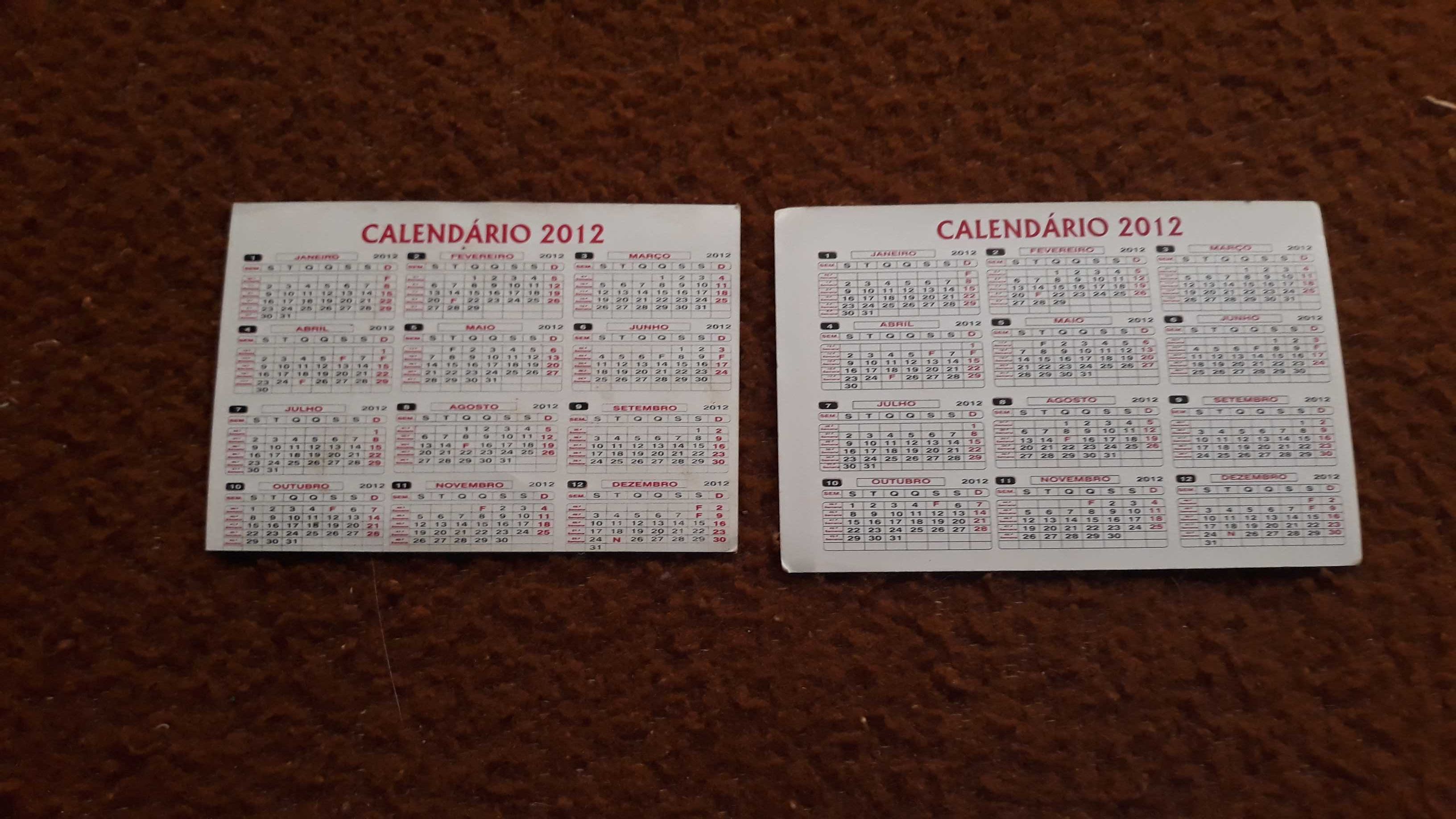 Calendários de bolso - lote 1 / 4 - portes incluídos