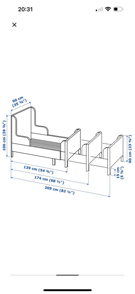Rozsuwana rama łóżka Ikea Busunge