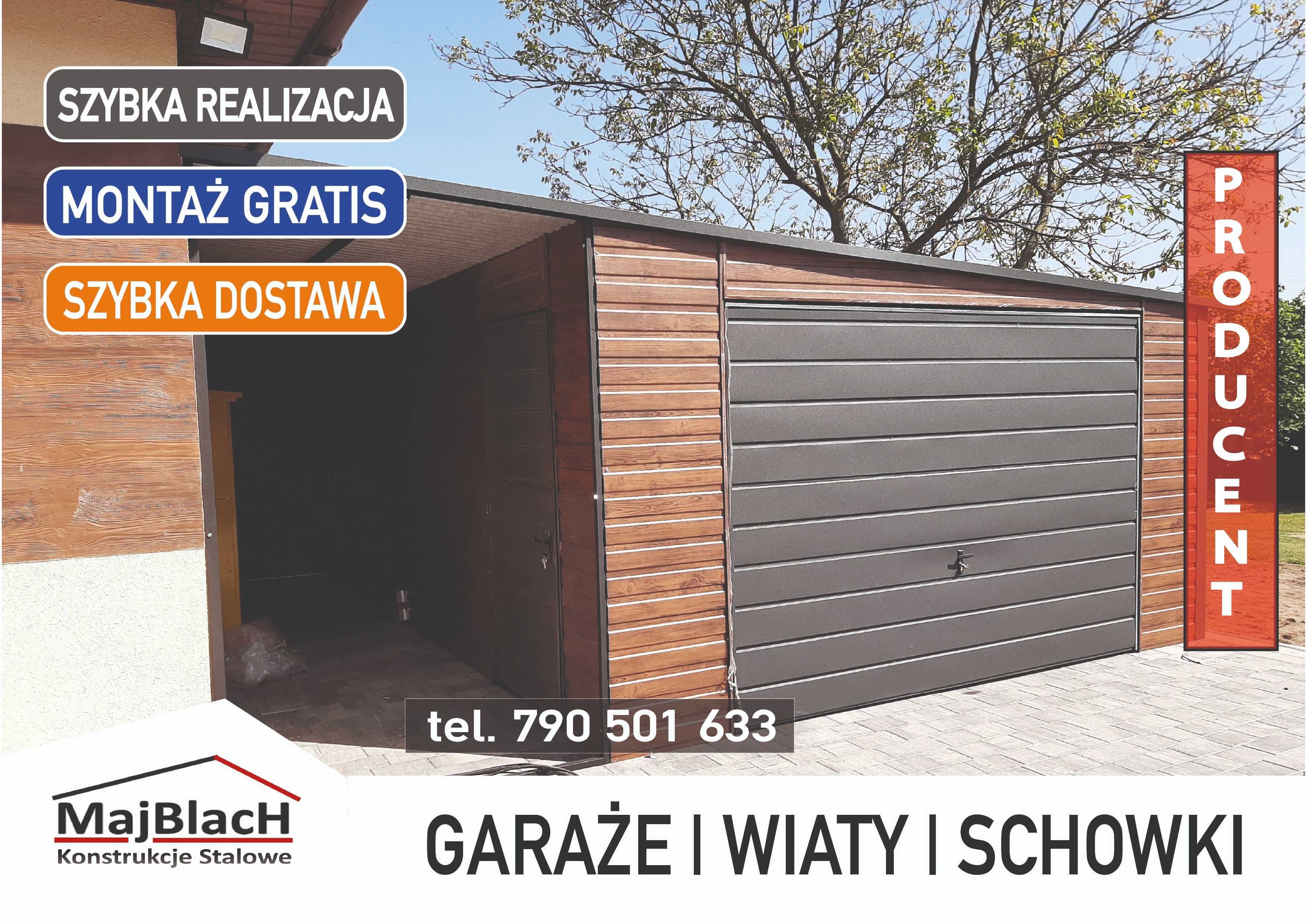 Garaż Blaszany dołączony do ściany - Zadaszenie - Garaże– Maj-Blach