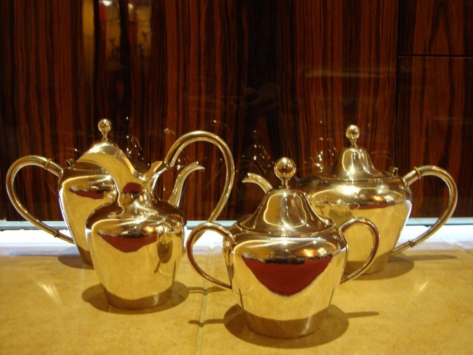 Serviço de chá e café antigo em prata portuguesa