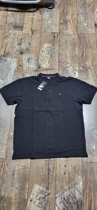 Czarna koszulka polo męska porządna bawełna kołnierzyk XL