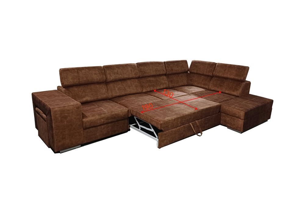 Rozkładany narożnik MALAGA z funkcją spania i pojemnikiem Dostawa