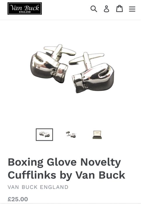 Запонки на рубашку в виде боксерских перчаток с родиевым покрытием