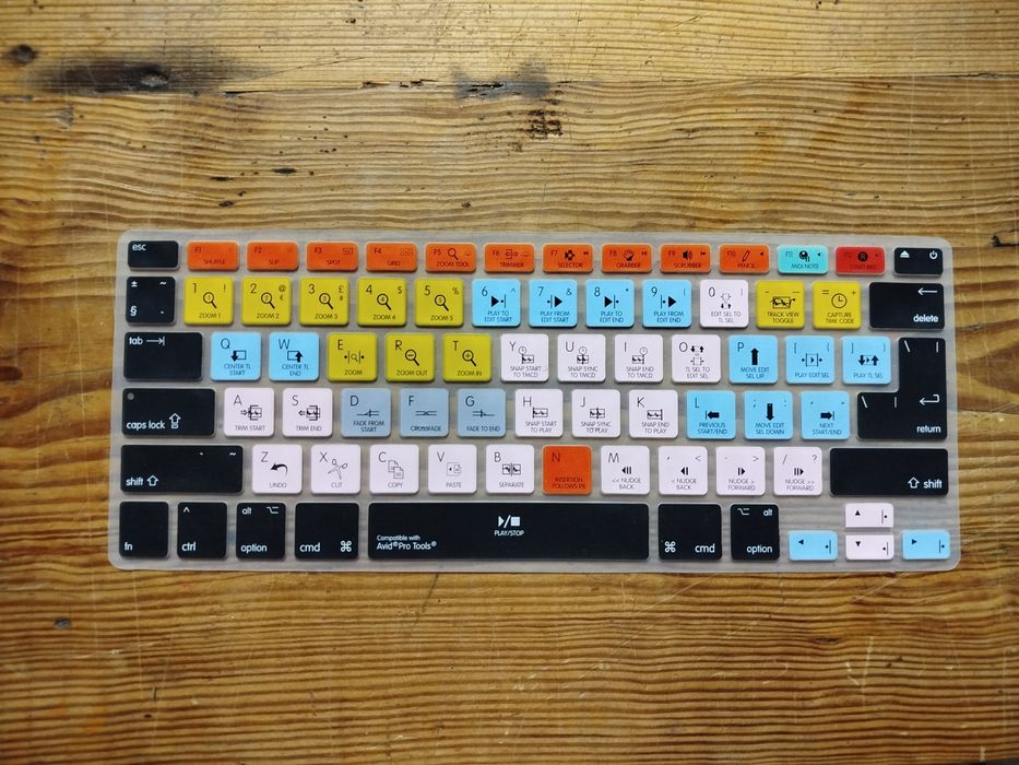 Nakładka na klawiaturę Mac – skróty Avid Pro Tools