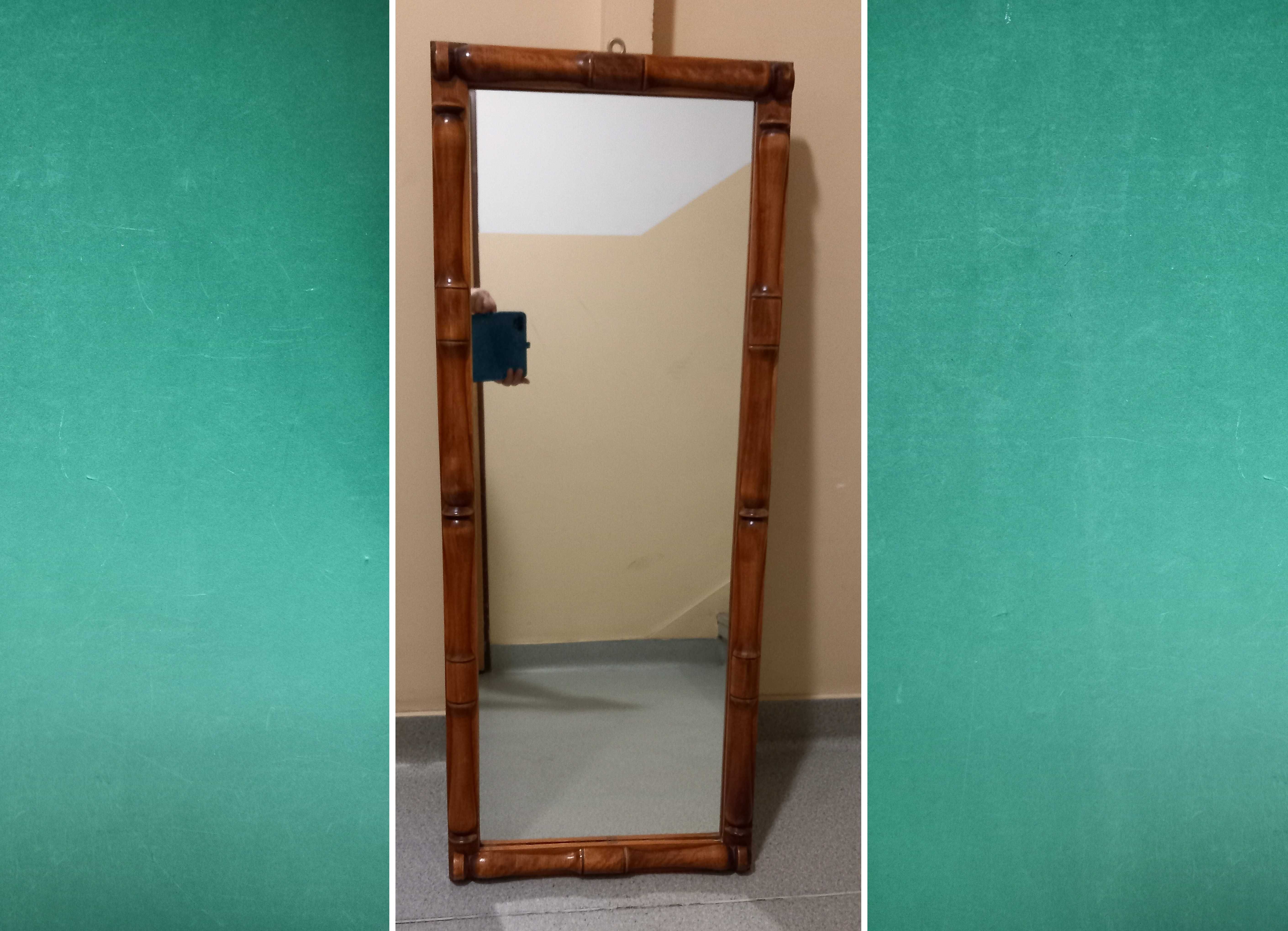 Lustro wiszące – rama drewniana rustykalna 110x44cm VINTAGE z PRL