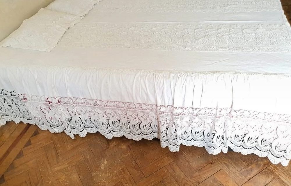 Colcha e fronhas Vintage em Linho para cama de casal