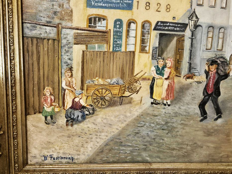 Obraz olej na płótnie Köln 1928 Straßburgergasse W. Fussbroich