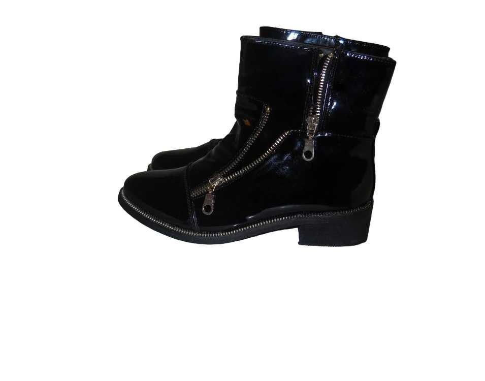 Botki lakierowane zip goth rock