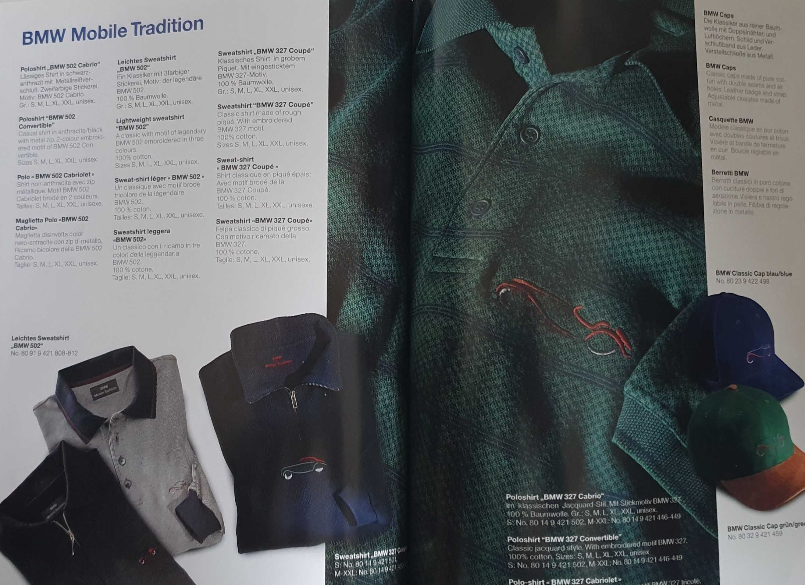 Catálogo BMW Mobile Tradition - Boutique - Artigos de Coleção - 1998