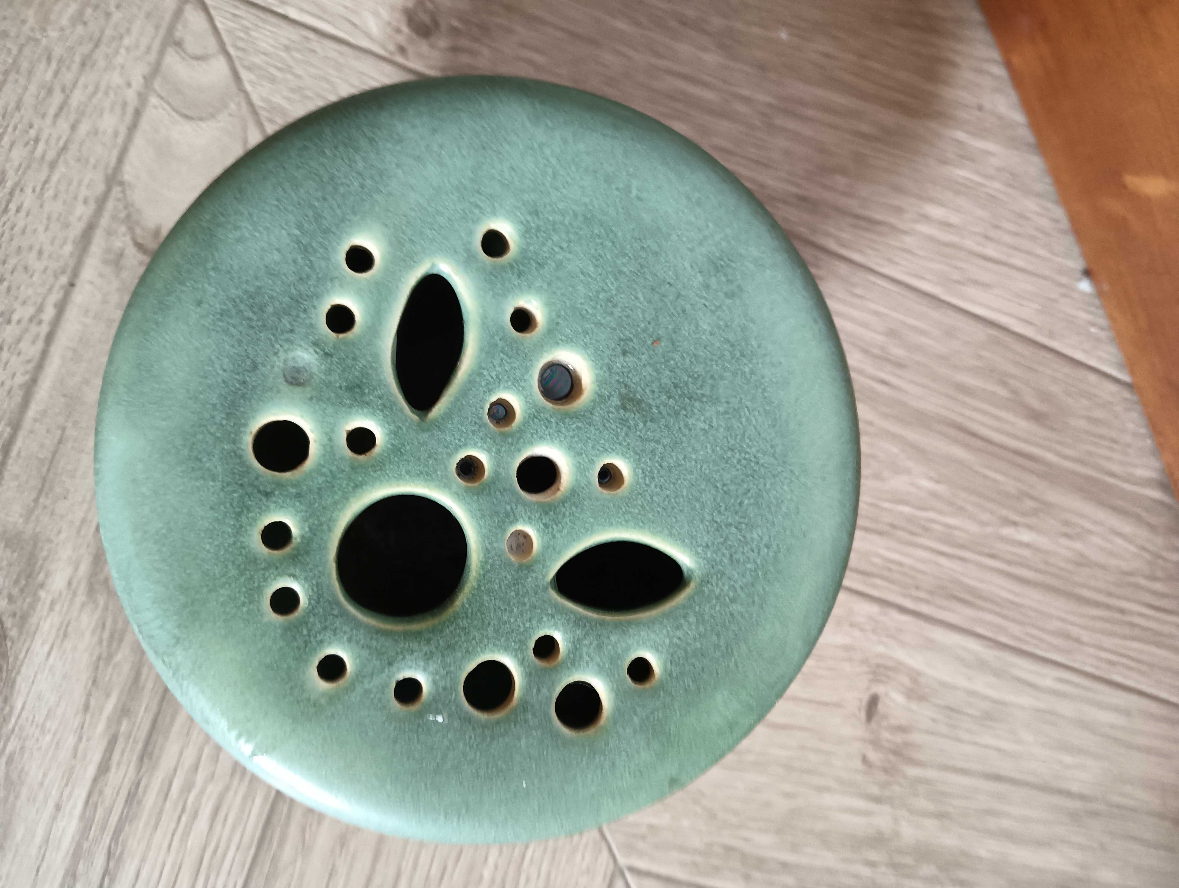 Ikebana ceramiczna zielona pojemnik na kwiaty