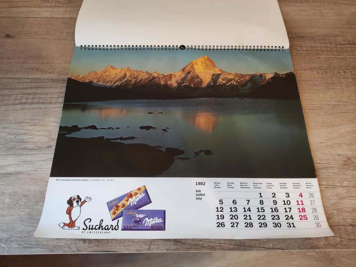 Zabytkowy kalendarz ścienny Milka 1982 r. Suchard Szwajcaria