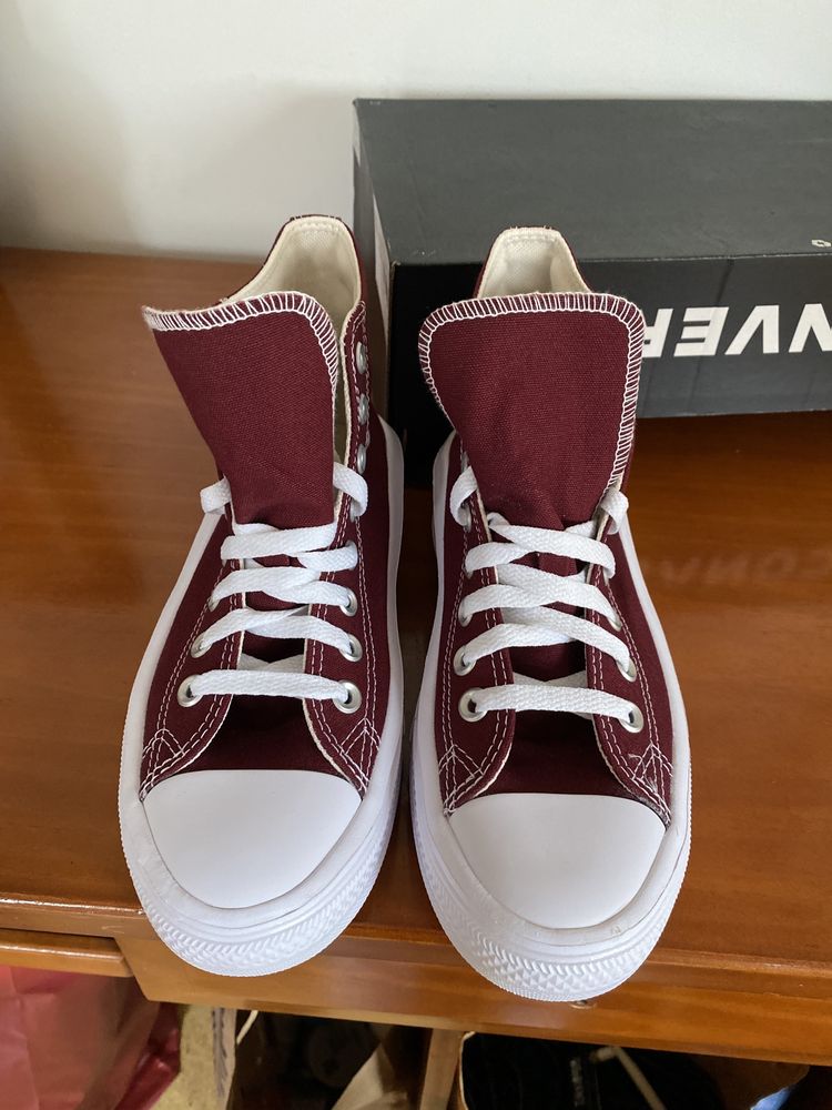 Tenis bota all star bordeaux plataforma converse NOVOS