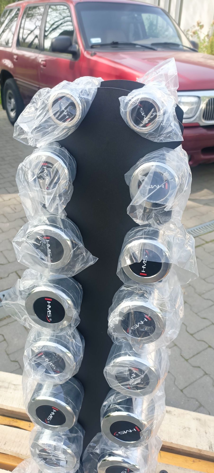 Nowy zestaw hantli chrom od 1-10kg plus stojak