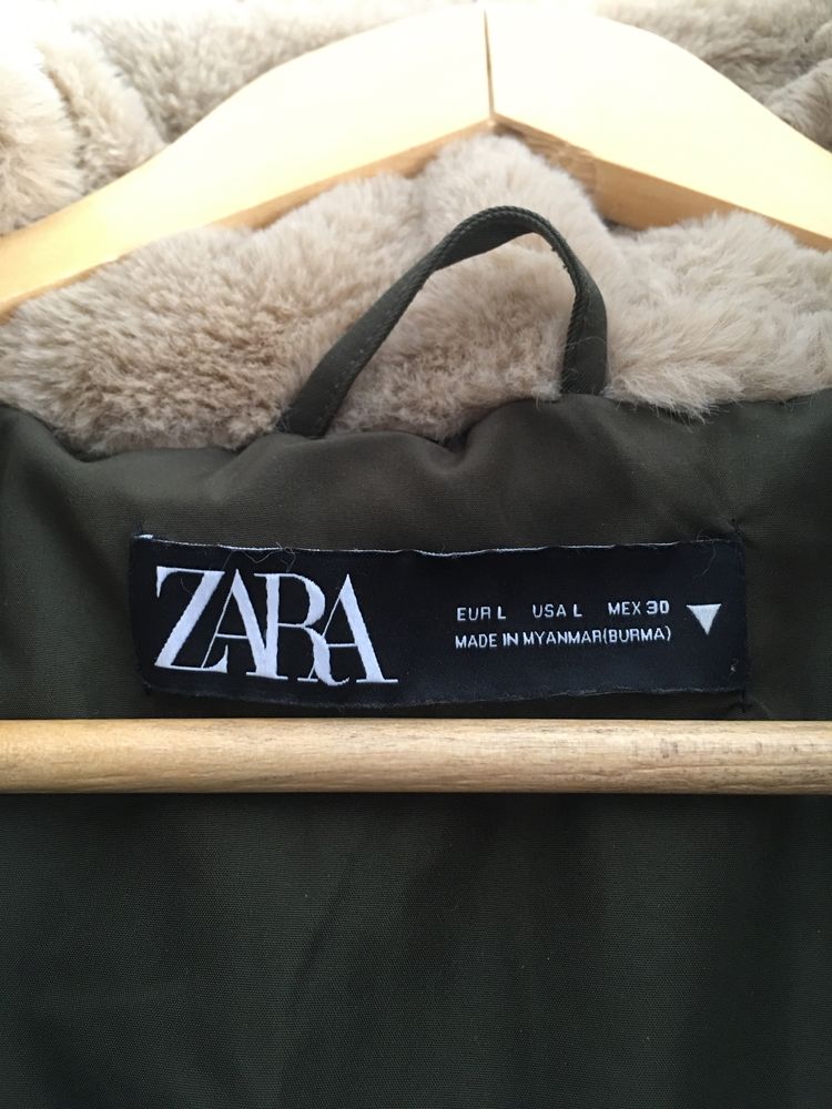 Зимний пуховик Zara Куртка зимняя Zara зеленый новая