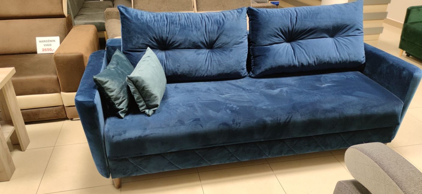 Kanapa Sofa Uszak Pasy + Sprężyny ,Pikowany! Skandynawski, Transport*