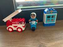 Motocykl policyjny LEGO Duplo 10900 i Wóz strażacki Lego Duplo 10917