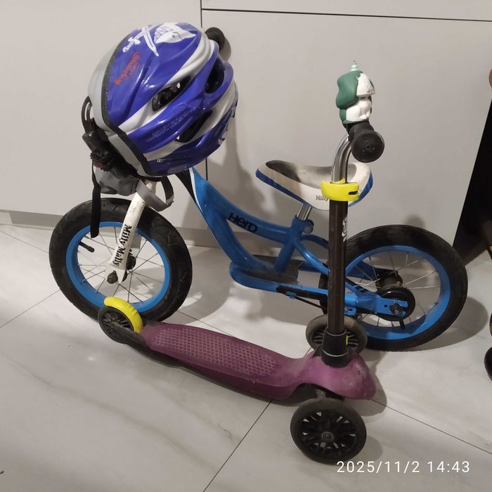 Rowerek, hulajnoga, kask dla 3-4-5 latka