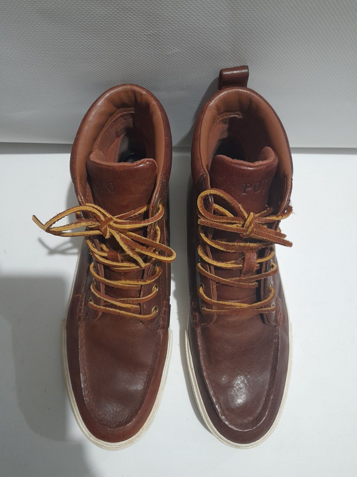 Мужские высокие кеды ботинки Polo Ralph Lauren кожа, 43