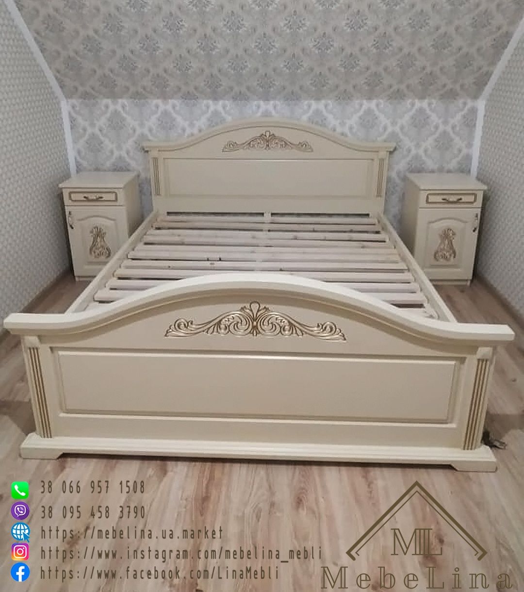 Ліжко дерев'яне, спальня