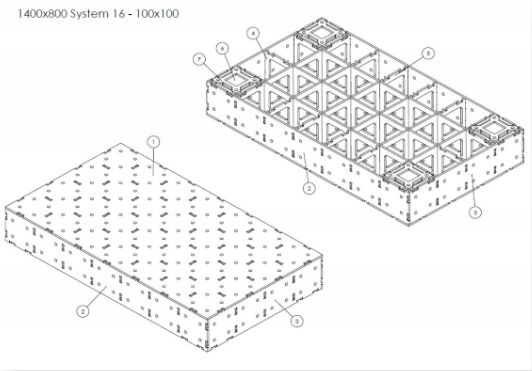 Stół spawalniczy 1000x2000x200 mm system 28