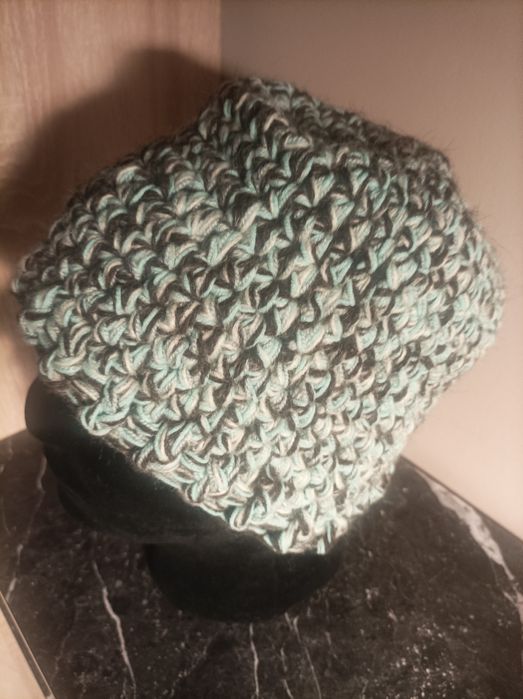 Czapka i mitenki hand made czekolada i mięta