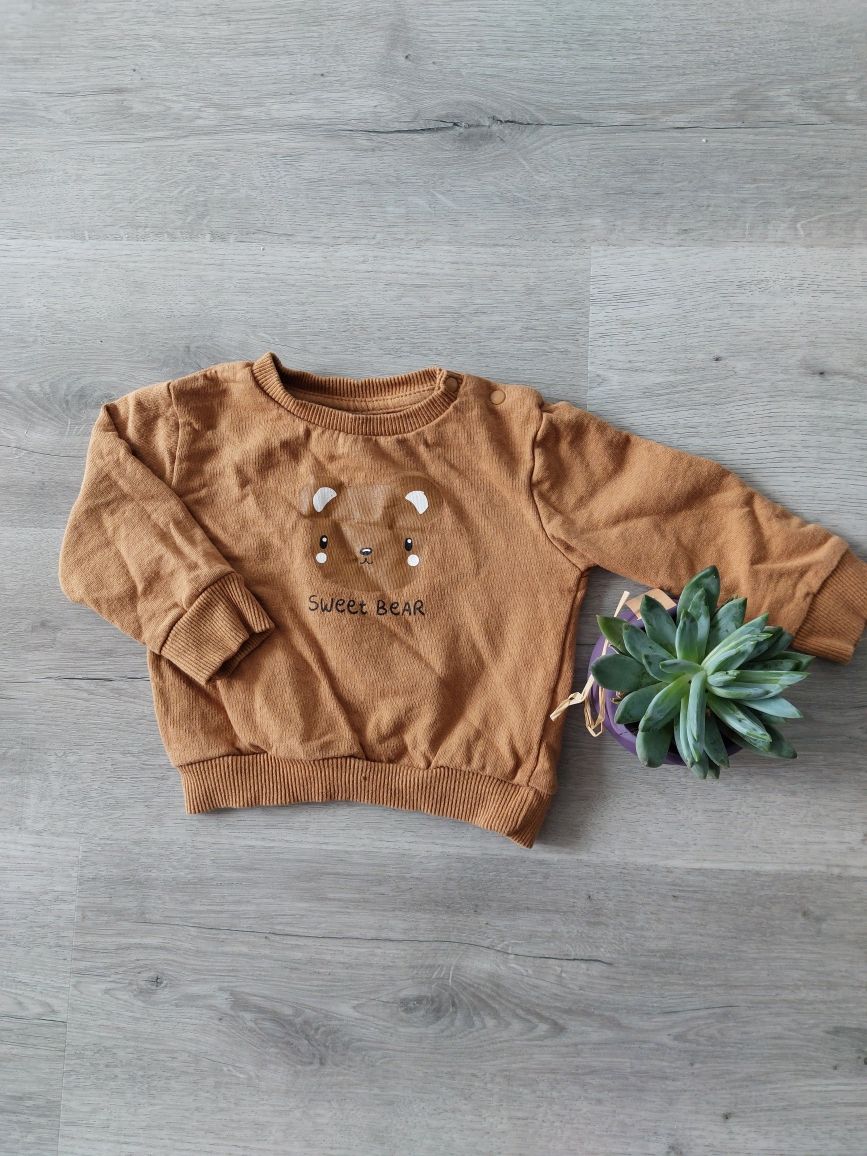 Bluza brązowa z misiem długi rękaw r. 68 Fox&Bunny Sinsay