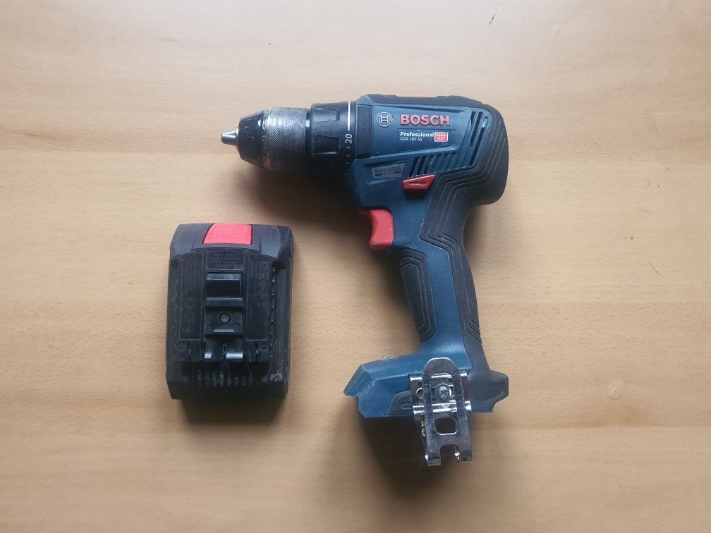 Wkrętarka Bosch GSR 18V-55 używana, stan bdb + bateria 4Ah