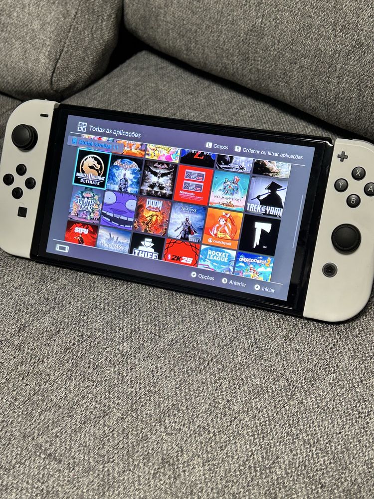 Nintendo switch oled + 26 jogos + cartão sd de 256 g + acessórios