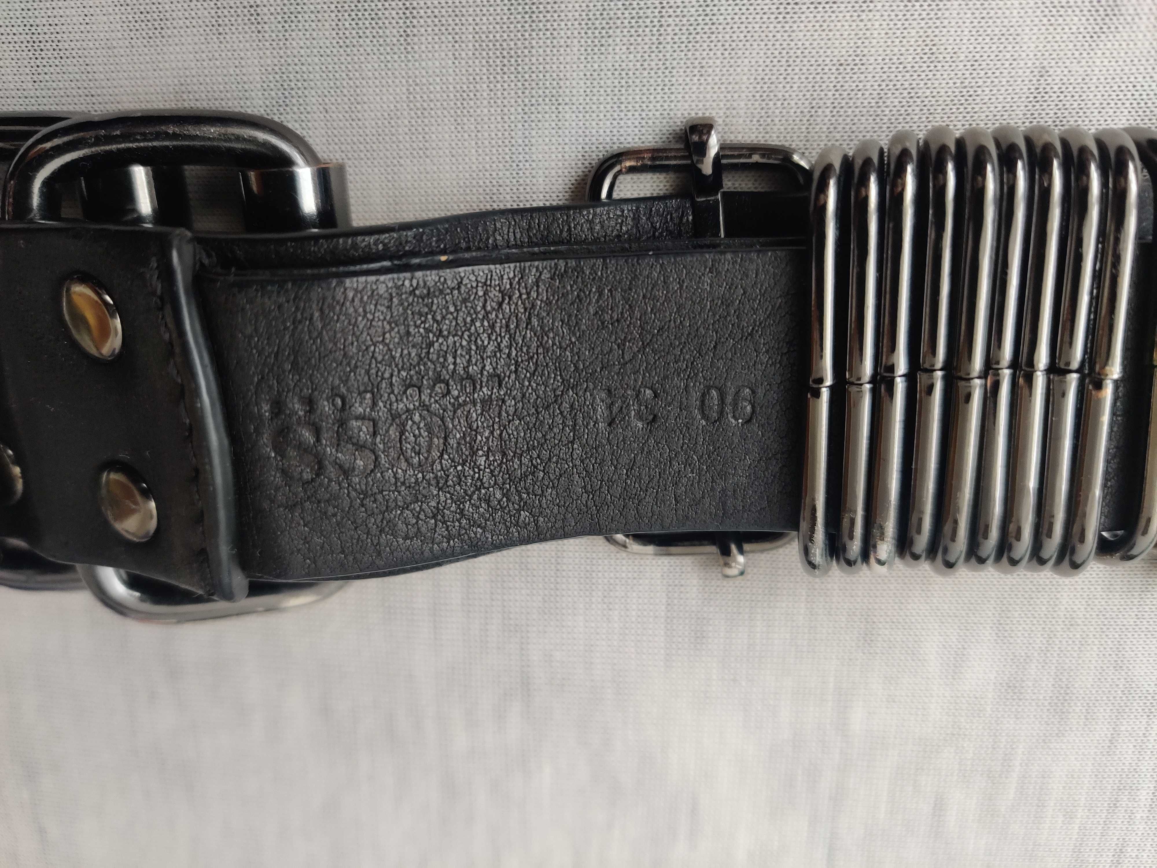 Hugo Boss pasek do spodni skórzany skóra naturalna czarny metal męski