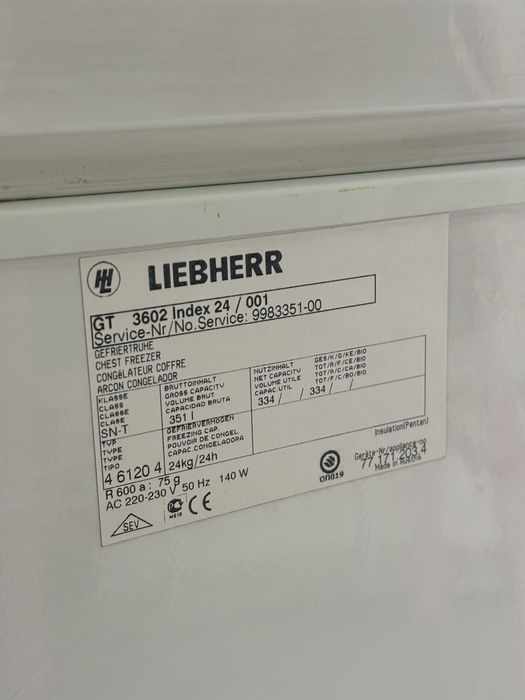 Arca congeladora LIEBHERR 334 Litros - horizontal