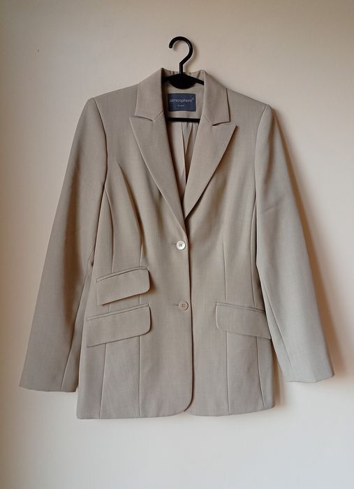 Beżowa elegancka prosta marynarka , rozmiar M
