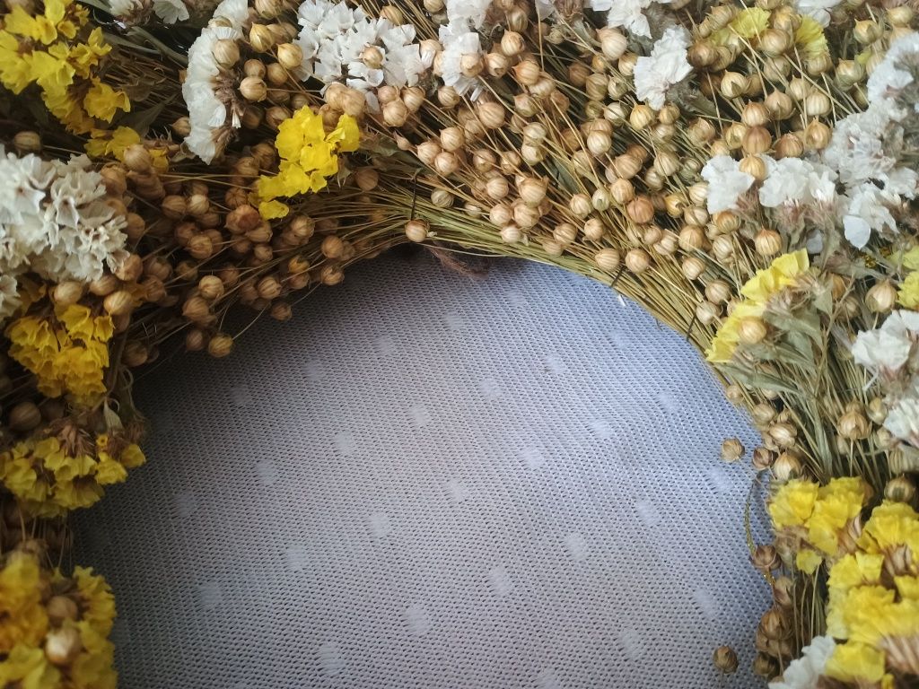 Wianek z lnu i zatrwianu suszonego XXL