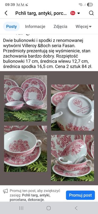 Dwie bulionowki i spodki z renomowanej wytwórni Villeroy &Boch Fasan