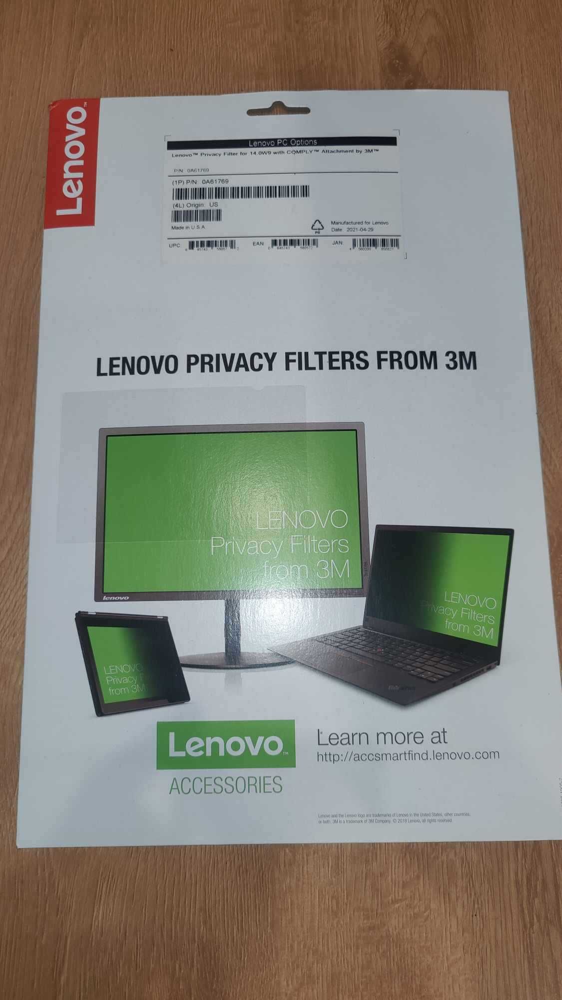 NOWE Filtry na monitor prywatyzujące Lenovo 14'' 14.0W9 3M