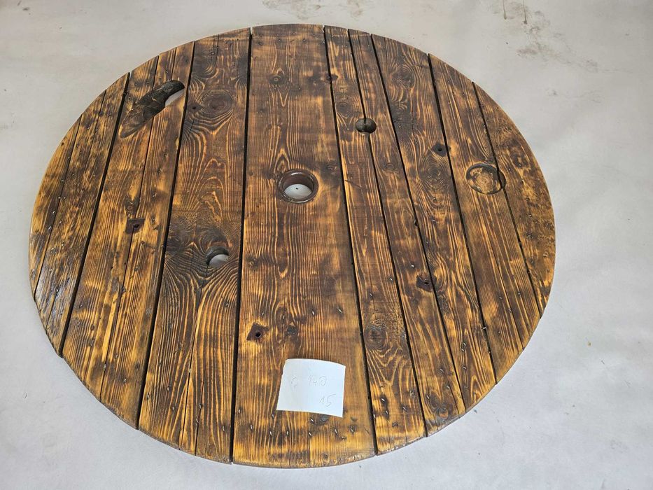 Duży drewniany blat szlifowany,  lakierowany , 140 cm LOFT