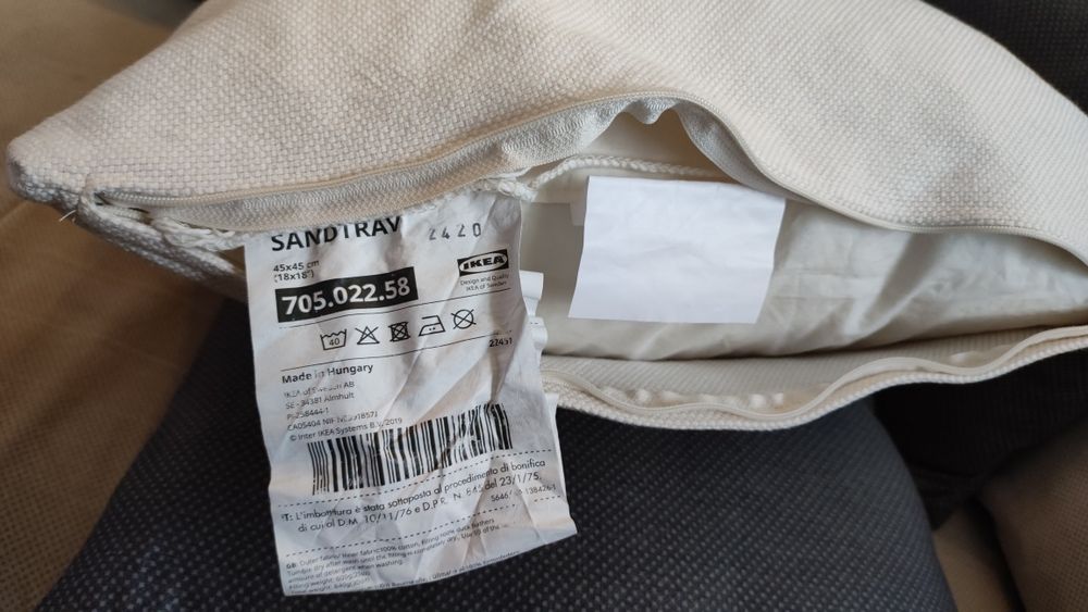 IKEA SANDTRAV poduszka 45 x 45 cm, beżowa, kacze pierze
