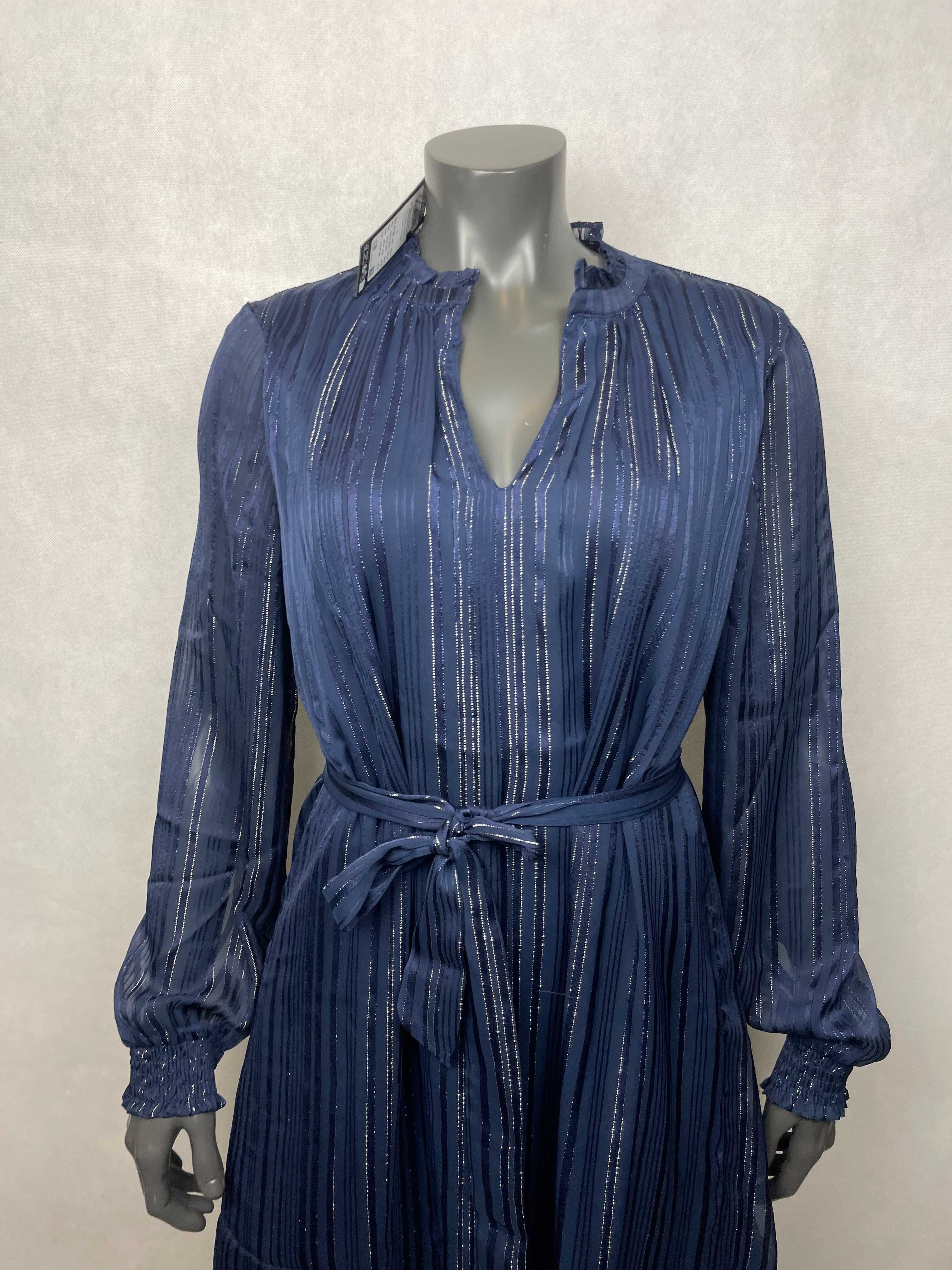Vero Moda sukienka elegancka rozm. L granatowa ze srebrną nicią