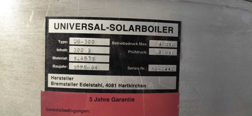 Bojler nierdzewny 300 / 500 L 2 wężownice solar UNIVERSAL