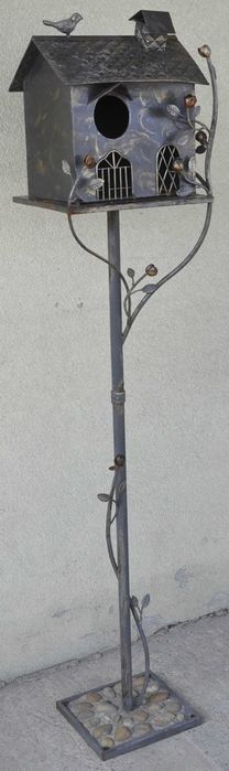 Domek dla Ptaszków Budka dla Ptaków Karmnik Metalowy z Podstawą Beton