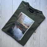 Męska koszulka z krótkim rękawem t-shirt khaki vintage pejzaż Reserved