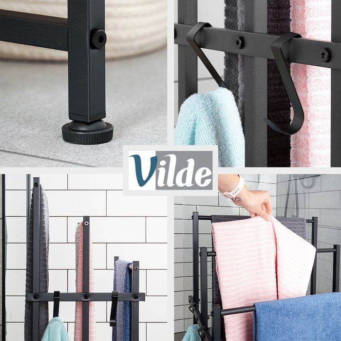 Wieszak na ręczniki stojący metalowy czarny