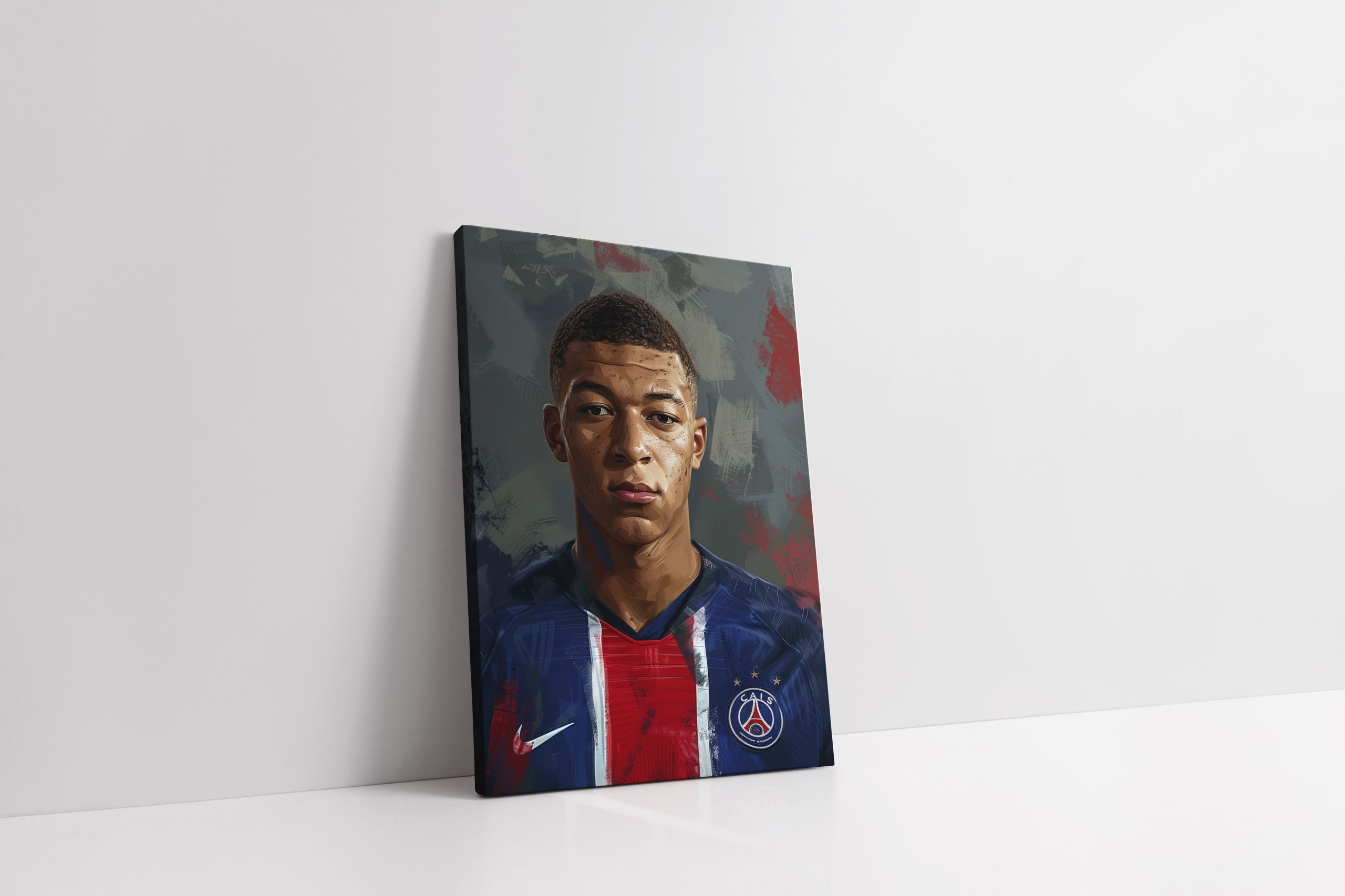 Nowoczesny Portret Kylian Mbappé na płótnie 30x40 cm do wnętrza
