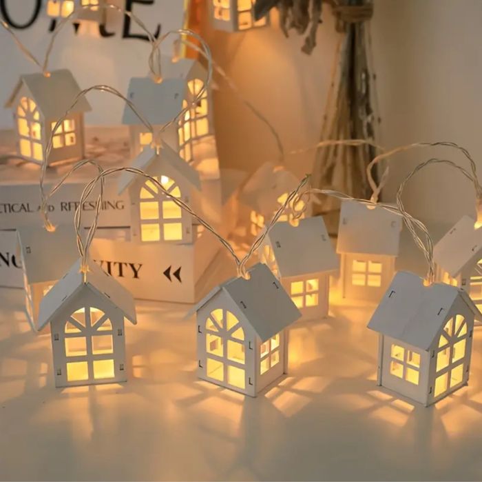 Гірлянда будиночки, світлодіодна гірлянда будинки, гірлянда штора роса