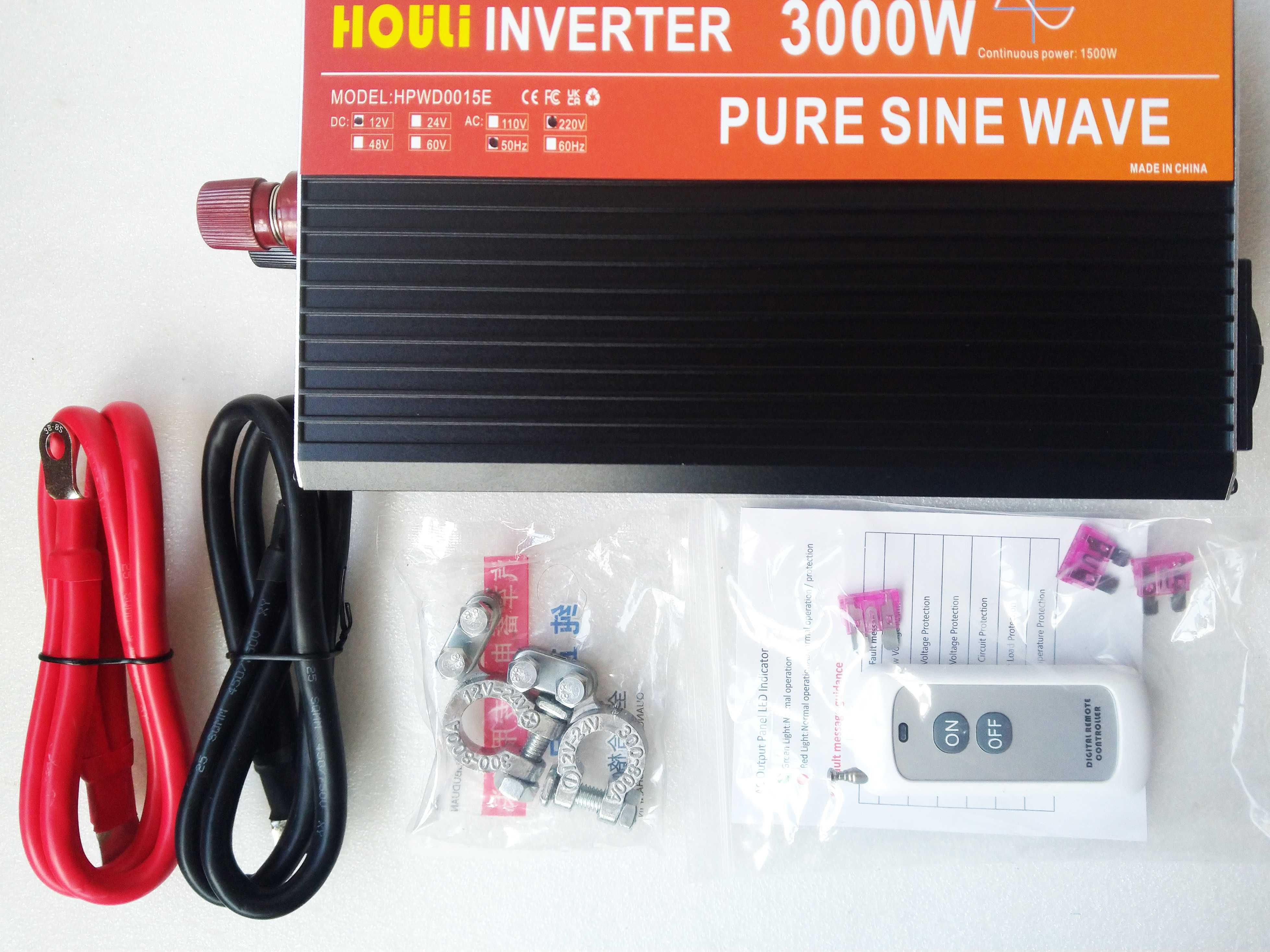 Инвертор преобразователь HOULI 3000W 12V 220V 50Hz чистая синусоида