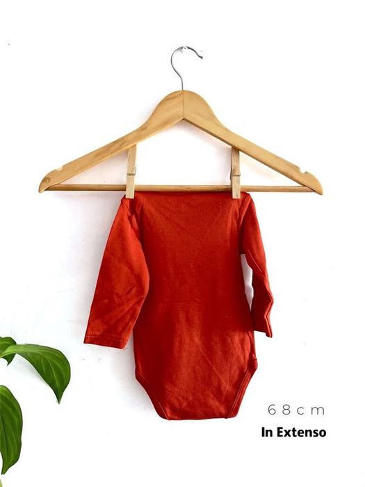 Body Cor Tijolo Manga Comprida 68cm-Brick Color Body Long Sleeve 68cm