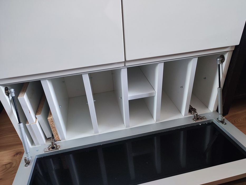 Szafka RTV z dwiema szufladami + szafka wisząca z półkami na wino