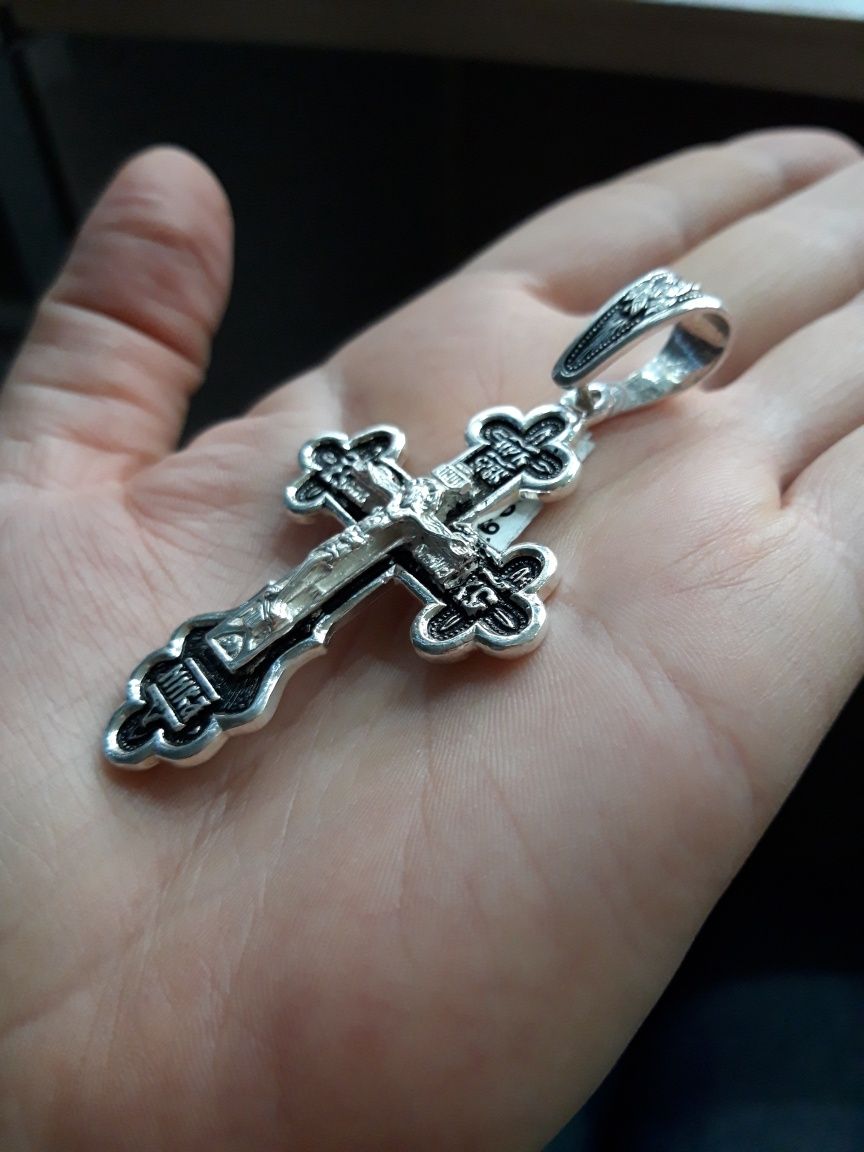 Krzyż krzyżyk duży prawosławny srebrny 925 NOWY