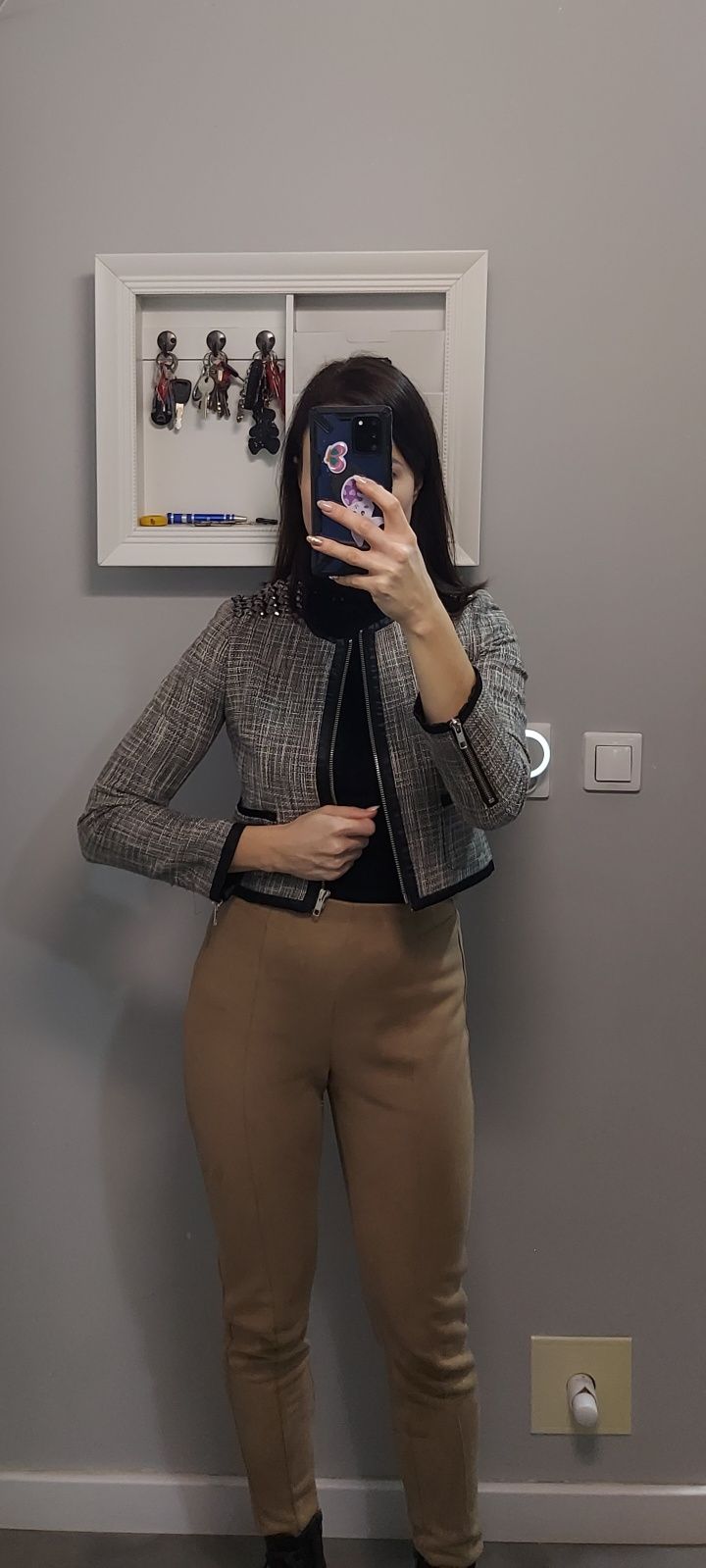 Krótki żakiet tweedowy H&M r. 34 XS