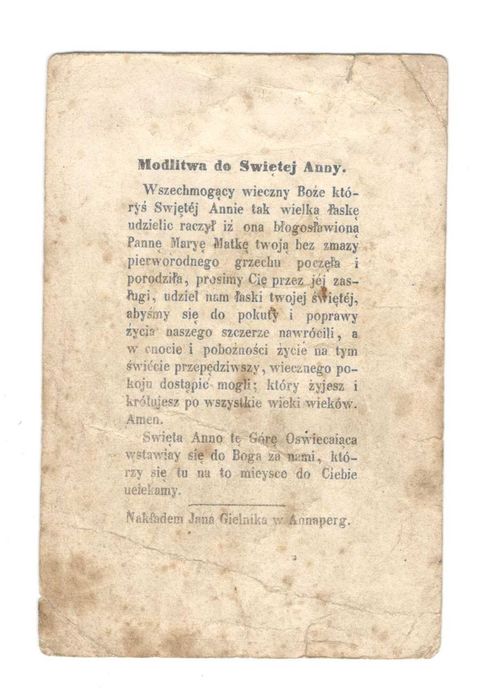 Góra św Anny - Obrazek święty