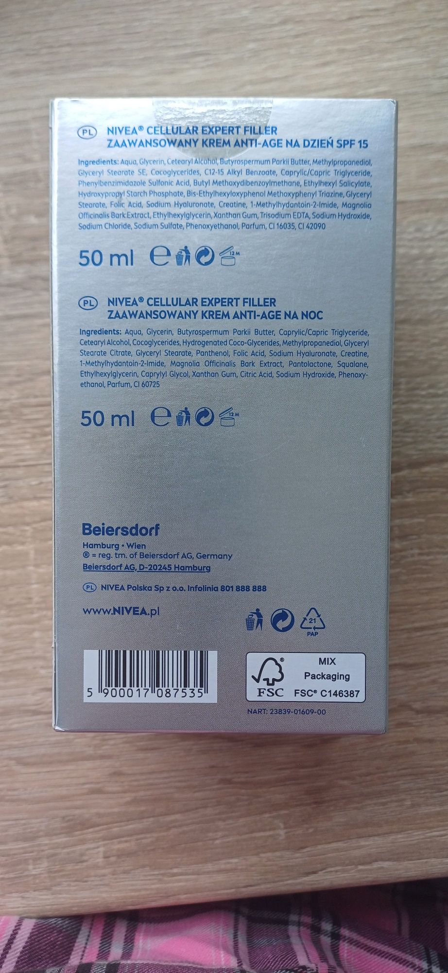 Zestaw kremów Nivea Cellular, dzień SPF 15 i noc